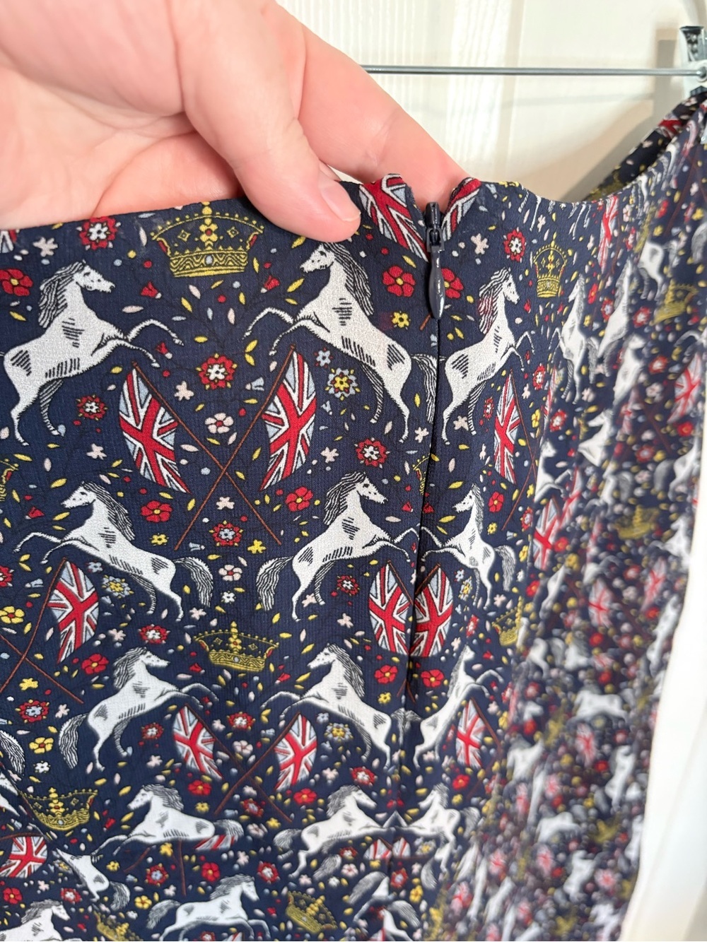 Boden Equestrian Union Jack Horse Print Midi Skirt Size US 12R - Picture 7 of 10